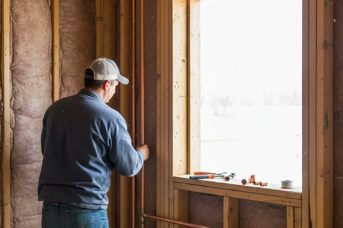 Licensed plumber running new copper supply lines in a Jasper home